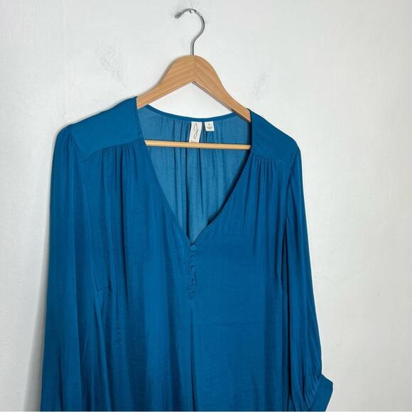 Joie V Neck Blue Turquoise Polyester Blouse Size 1X - Picture 4 of 12
